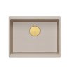 Quadron LOGAN 100 GraniteQ zlewozmywak pearl beige 56x45x21,5 cm 1-komorowy podwieszany z syfonem manualnym złoty HQJ6045U2PVDG1U